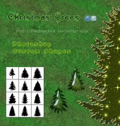 圣诞节专用圣诞松树photoshop自定义形状素材 .csh 下载