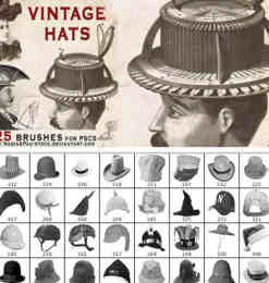 25顶各式各样的帽子Photoshop笔刷