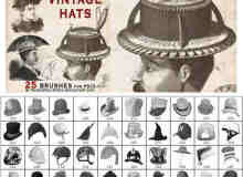 25顶各式各样的帽子Photoshop笔刷