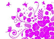 漂亮繁荣的蝴蝶植物艺术花纹图案PS笔刷下载