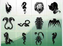 眼镜蛇、狮子、猫、龙、蝎子、羊等纹饰图案PS笔刷