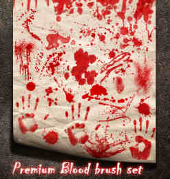 血手印、恐怖血迹、油漆喷溅痕迹Photoshop笔刷素材