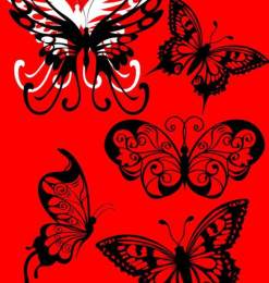 漂亮的蝴蝶花纹、纹身纹饰图案Photoshop笔刷