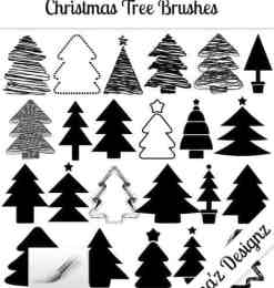 手绘卡通涂鸦圣诞树Photoshop小树笔刷