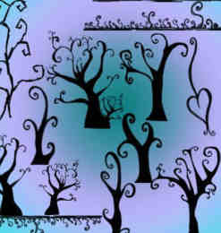 手绘涂鸦树木、漩涡小树Photoshop笔刷