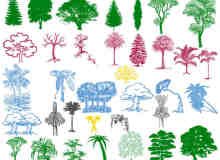 印刷版式树木、大树、树林Photoshop笔刷素材