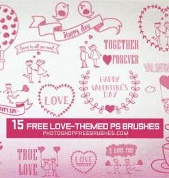 15种情人节、婚礼之可爱的童趣涂鸦PS笔刷