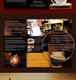 三折页：咖啡厅宣传手册PSD设计素材源文件下载