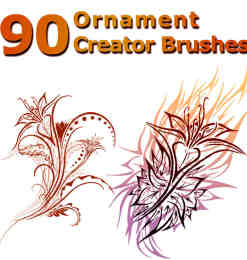 90种绚烂手绘植物印花图案饰品Photoshop笔刷素材