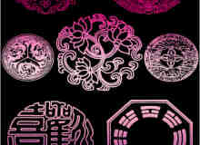 中国传统喜庆花纹图案、八卦图案Photoshop笔刷素材