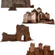 4个欧洲中世纪城堡造型Photoshop笔刷素材