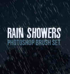 简单的下雨背景、雨水效果Photoshop笔刷