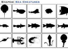 海鲜螃蟹、河豚、小丑鱼、龙虾、鲨鱼、河马、乌贼、水母等Photoshop剪影自定义形状素材