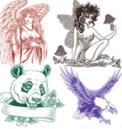 天使、精灵、熊猫、老鹰PS纹身刺青图案笔刷下载