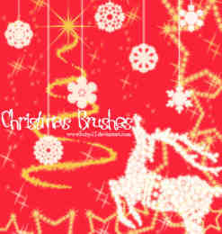 圣诞节驯鹿、雪花、星星Photoshop装饰笔刷