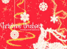 圣诞节驯鹿、雪花、星星Photoshop装饰笔刷