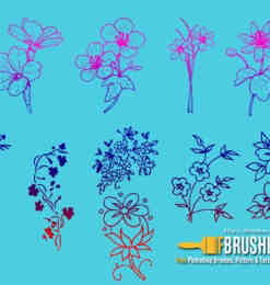 漂亮的植物鲜花图案、印花纹饰Photoshop笔刷素材