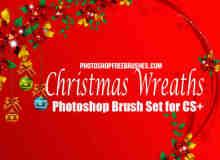 圣诞节装饰花环、花圈Photoshop笔刷下载