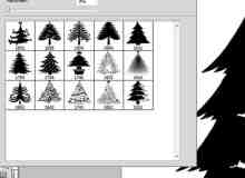 可爱的卡通圣诞树Photoshop笔刷下载