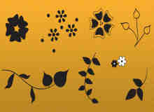简单植物花纹图案PS笔刷下载