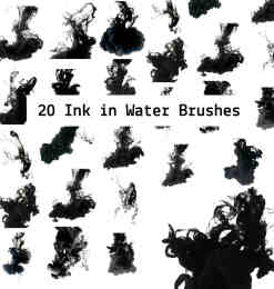 20种油漆水墨、水中散墨效果PS笔刷下载