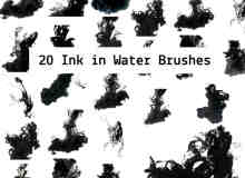 20种油漆水墨、水中散墨效果PS笔刷下载