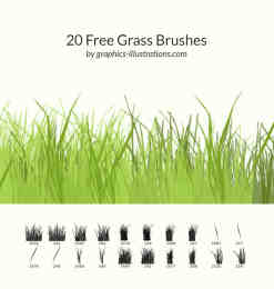 20种免费的青草、小草、草丛Photoshop笔刷下载