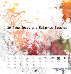16种自由飞溅、滴溅油漆、水墨效果PS笔刷下载