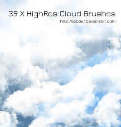 39种高清分辨率白云云朵、云层Photoshop笔刷下载