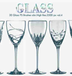 20种酒杯、玻璃杯、高脚杯Photoshop杯子笔刷
