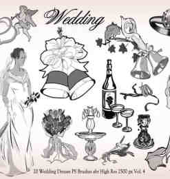 20种婚礼元素装扮图形PS笔刷下载