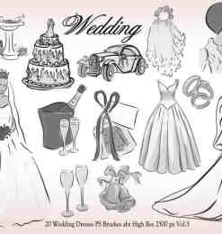 20种婚礼元素装扮图形PS笔刷下载 #.2