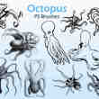 20种章鱼图形PS笔刷下载