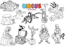 20种手绘小丑造型、卡通马戏团小丑PS笔刷下载