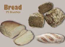 20种食物面包、吐司、干面包食物PS笔刷下载