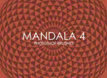 简洁复古式旋转对称背景图案PS笔刷下载Mandala系列