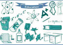 20种教育、教学、学校、学习相关元素的图形ps笔刷下载