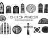 基督教堂彩色玻璃、窗户Photoshop笔刷素材下载