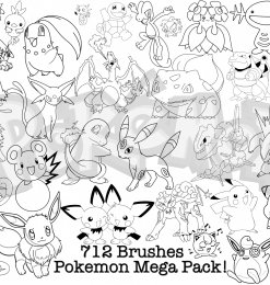 宠物小精灵（Pokemen GO）线框图形PS笔刷素材
