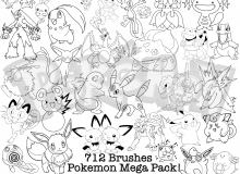 宠物小精灵（Pokemen GO）线框图形PS笔刷素材