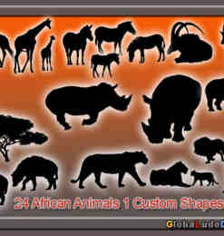 24种非洲动物元素photoshop自定义形状素材 .csh 下载