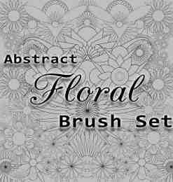 20种抽象式花卉图案、鲜花线框图案Photoshop笔刷素材