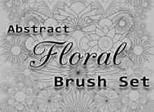 20种抽象式花卉图案、鲜花线框图案Photoshop笔刷素材