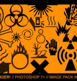 警告、辐射、骷髅头、防火防灾警示标记PS笔刷素材