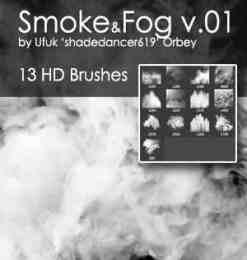 13种高清烟雾、燃烧烟尘Photoshop笔刷素材