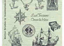 船锚、西式帆船、宝藏、指南针符号PS航海元素笔刷