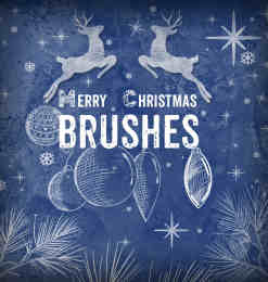 可爱圣诞节铃铛、礼物、麋鹿、彩球等卡通装饰品Photoshop美图笔刷