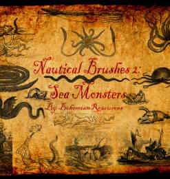 航海神话与大海怪、乌贼、恶龙等元素PS神话笔刷