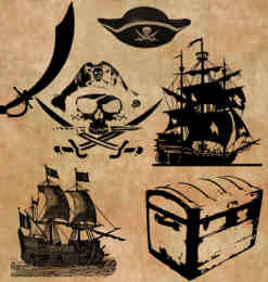 海盗船、海盗宝藏、海底头像Photoshop海底元素笔刷