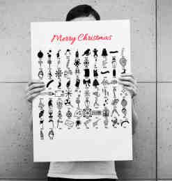 82种圣诞节卡哇伊图形、呆萌卡通圣诞节图案PS笔刷